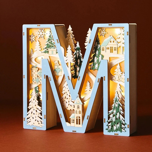 Anthropologie Monogram Wonderland Light-Up Scene Letter M - Picture 1 of 4